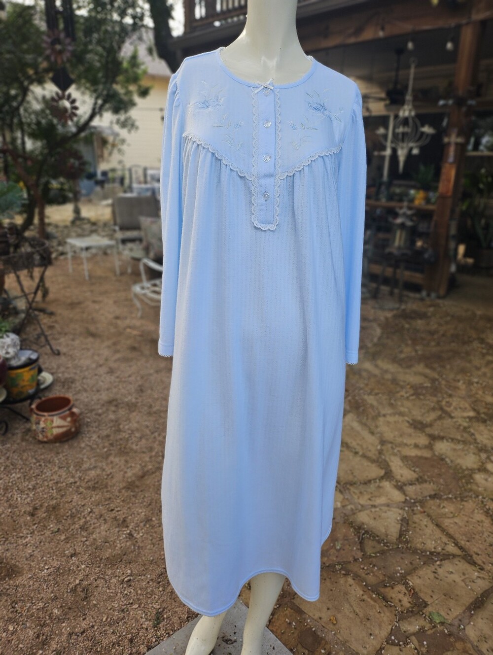 Miss Elaine Petites Cozy Comfy Brushed Polyester Blue Nightgown Nightie PS